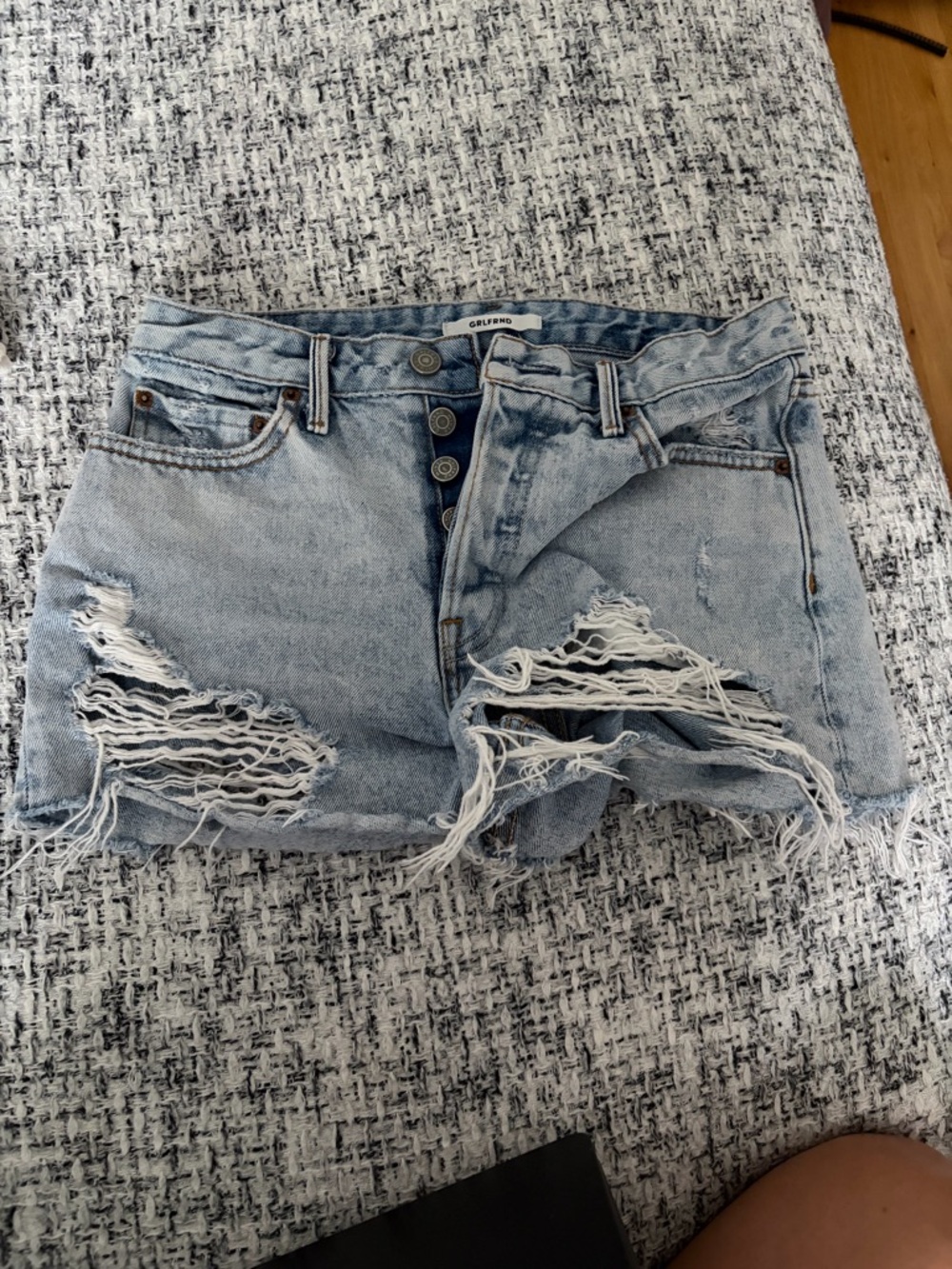 Light Blue Distressed Denim Shorts - GRLFRND Helena Short